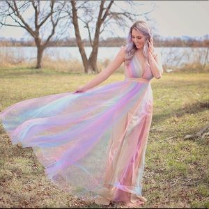 Maxi pastel rainbow dress